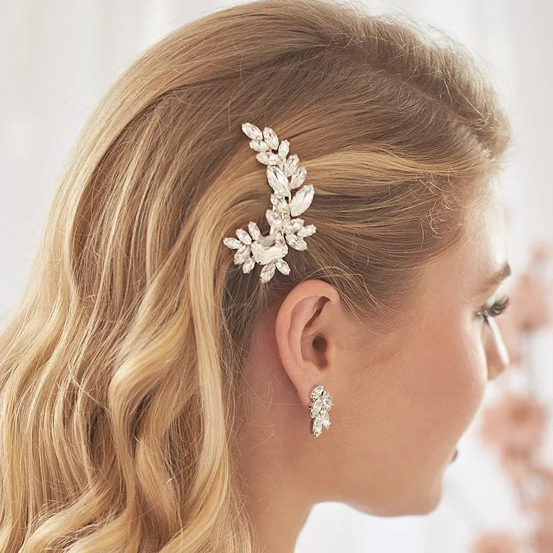 Leaf Rhinestone Hairpin - Piña Colada