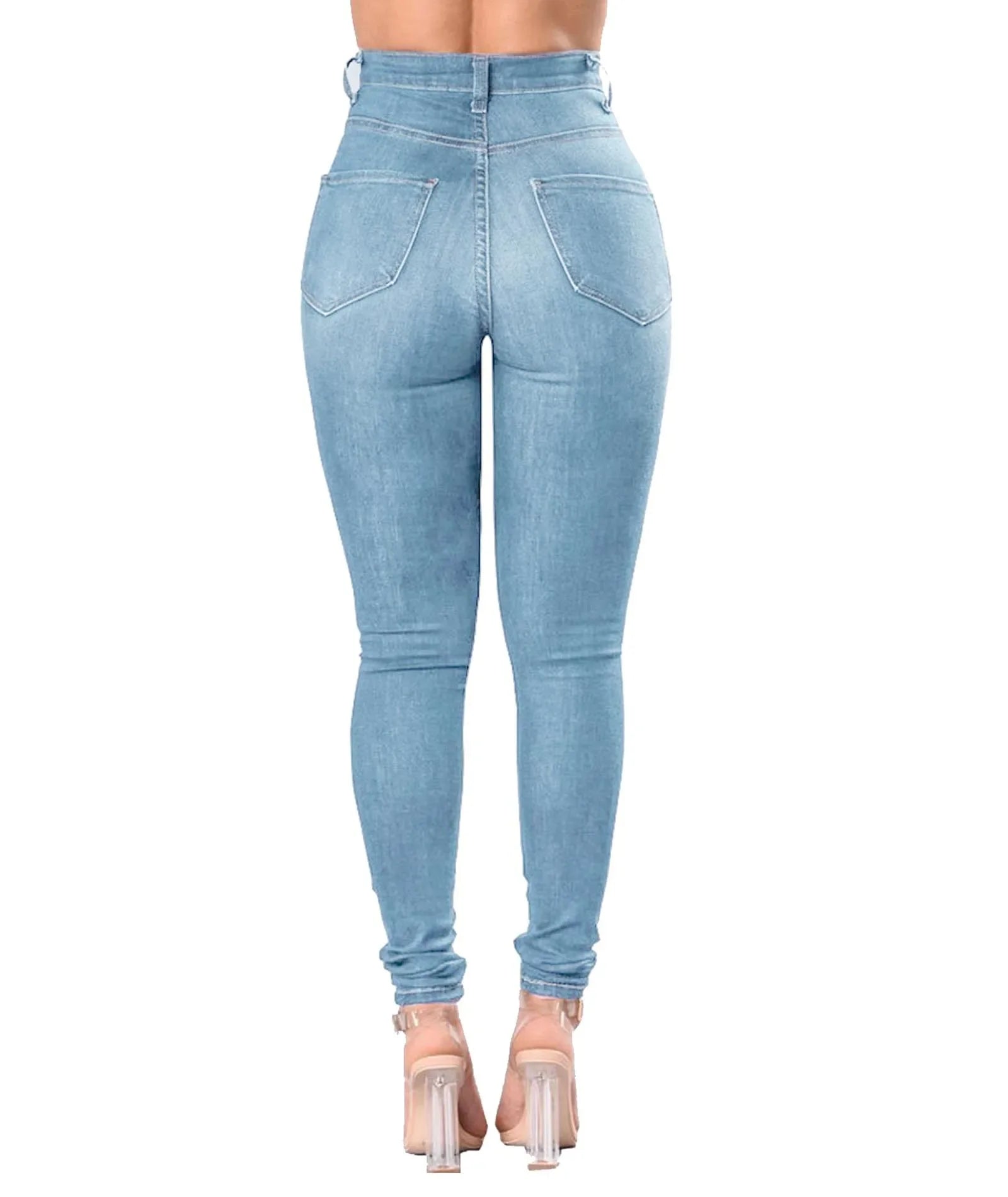 High Waist Ripped Jeans Skinny - Piña Colada