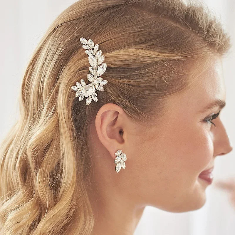 Leaf Rhinestone Hairpin - Piña Colada