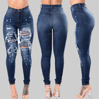 High Waist Ripped Jeans Skinny - Piña Colada