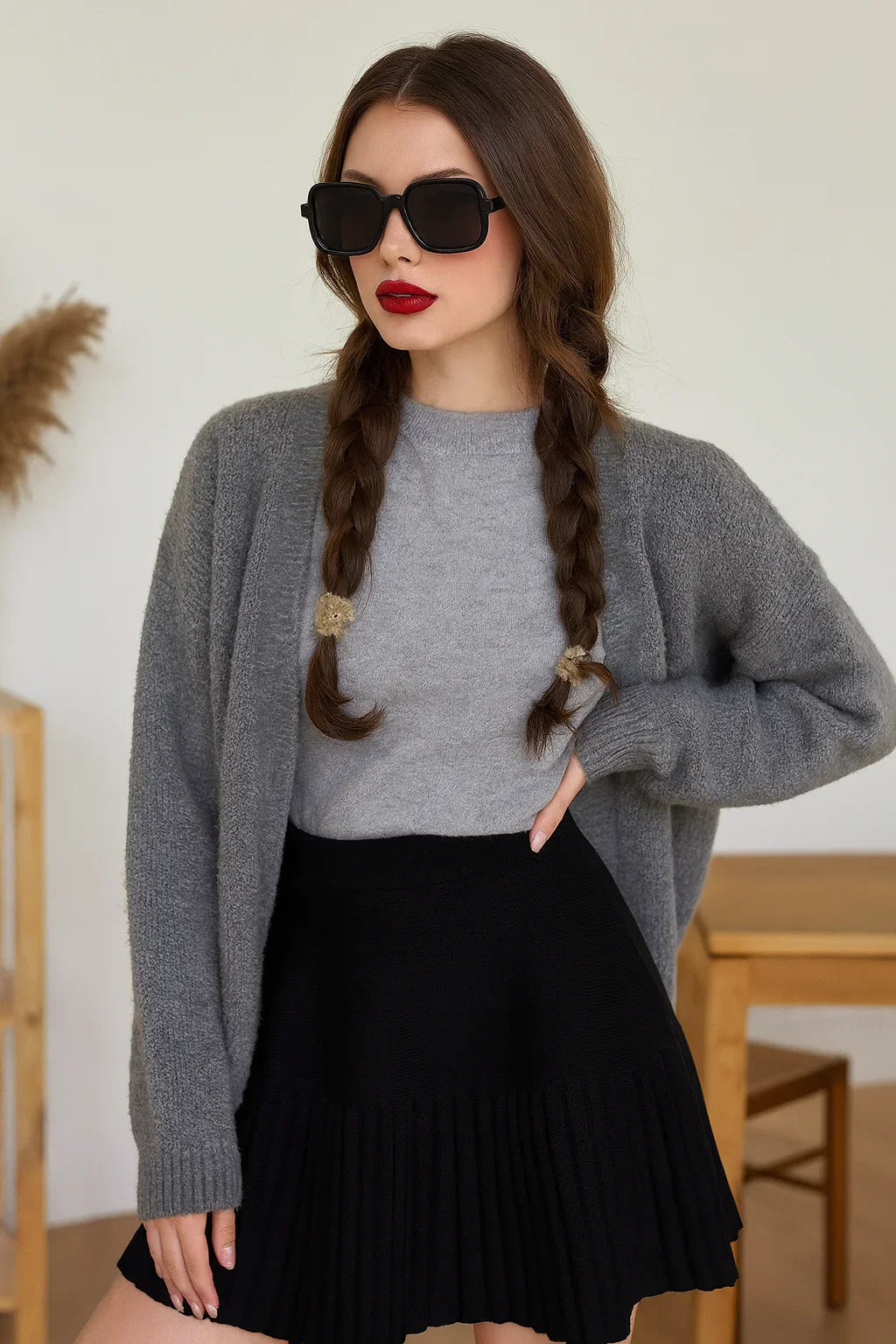 A-line Skirt  Knitted Pleated