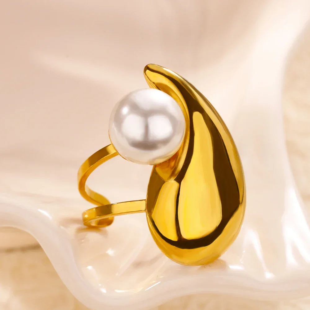 Gradient Zircon 18K Gold-Plated Open Ring - Piña Colada