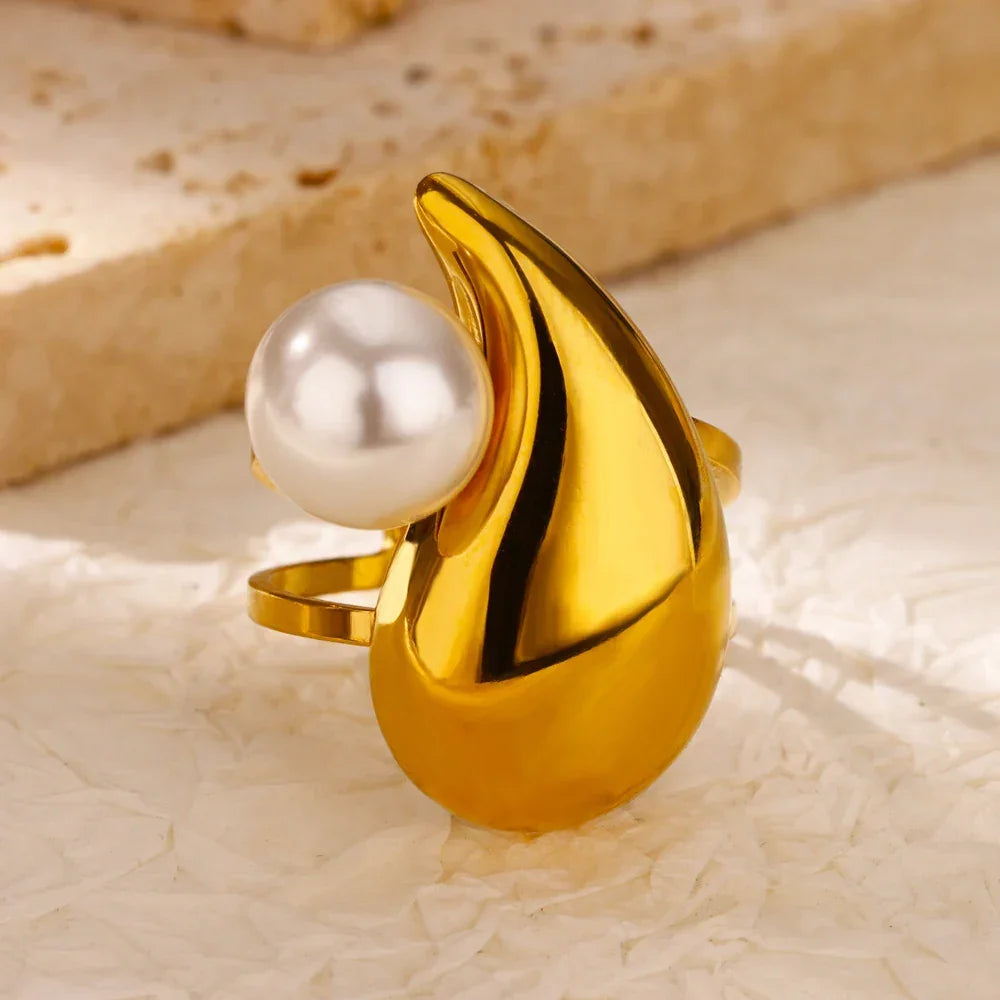 Gradient Zircon 18K Gold-Plated Open Ring - Piña Colada