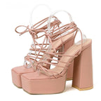 Ankle Strap & Square Heel Elegance - Piña Colada