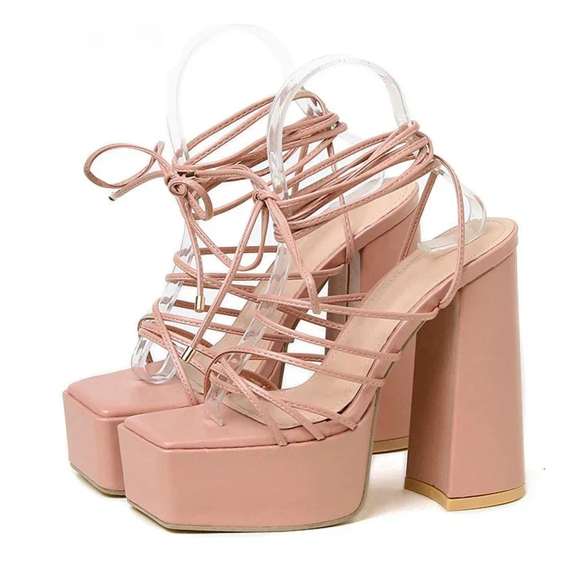 Ankle Strap & Square Heel Elegance - Piña Colada
