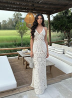 Solid V-neck Slip Knit Maxi Dress