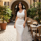 Vestido ajustado de punto con cintura recortada