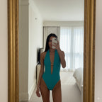 V-Neck Black Thong Monokini