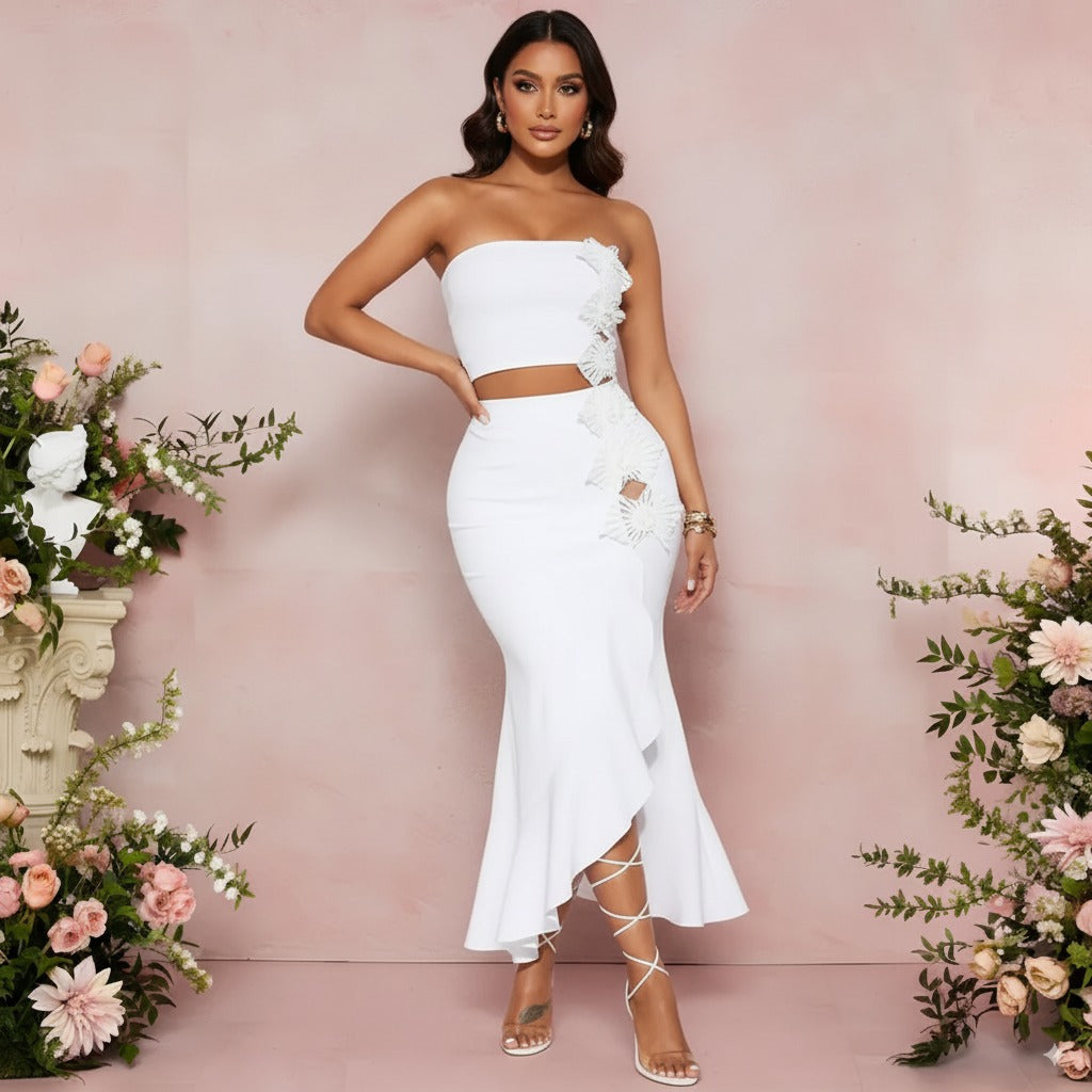 Strapless Asymmetrical Skirt Set