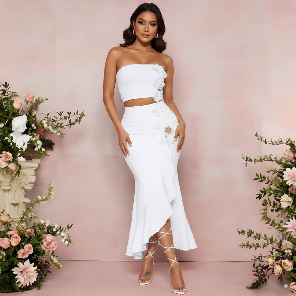 Strapless Asymmetrical Skirt Set