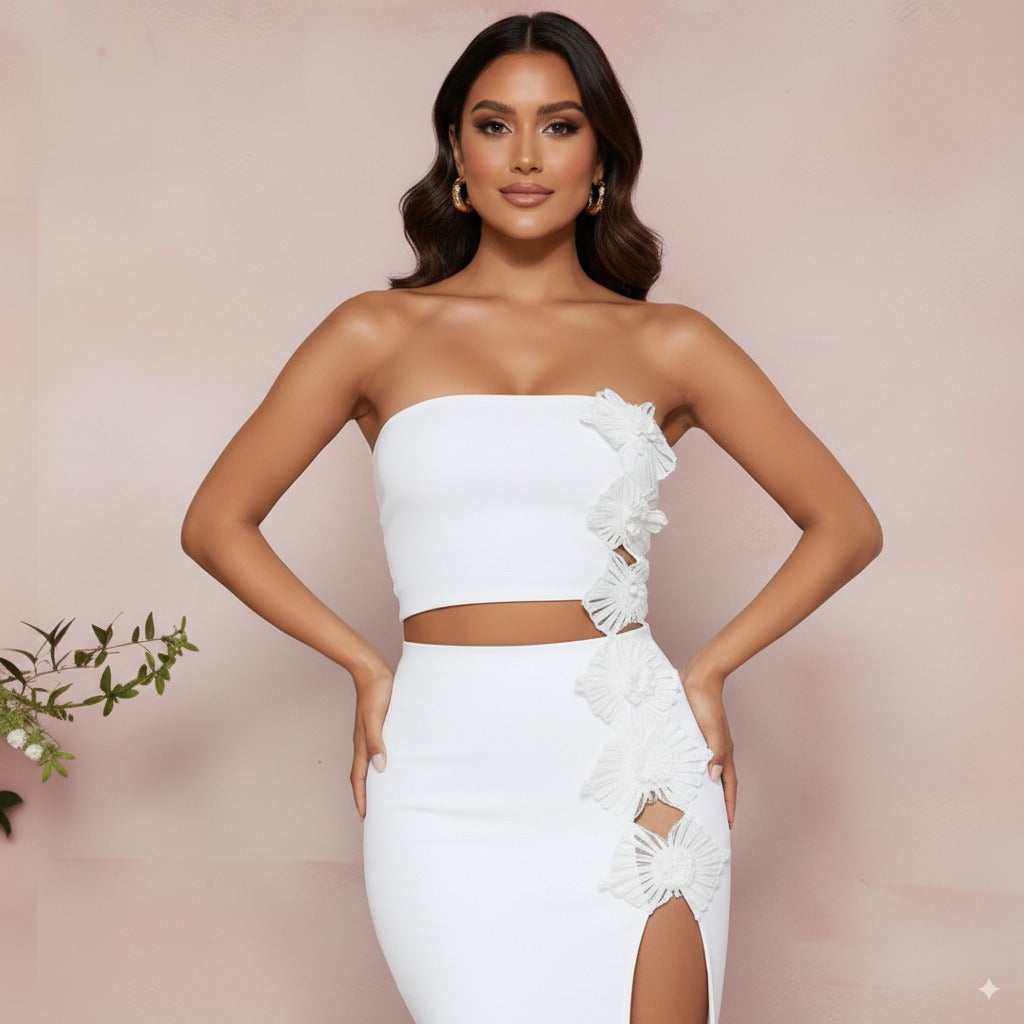 Strapless Asymmetrical Skirt Set
