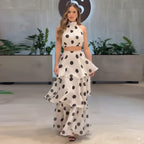 Dots Crop Top Skirts Set