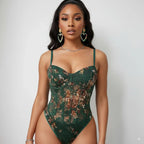 Vintage Floral Lace Slim Fit Bodysuit