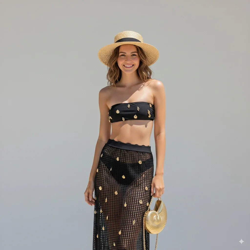 Sexy 3 Pieces Bikini Women Swimsuit With Crochet