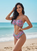 Flowers Printed Ruffled Swimsuit