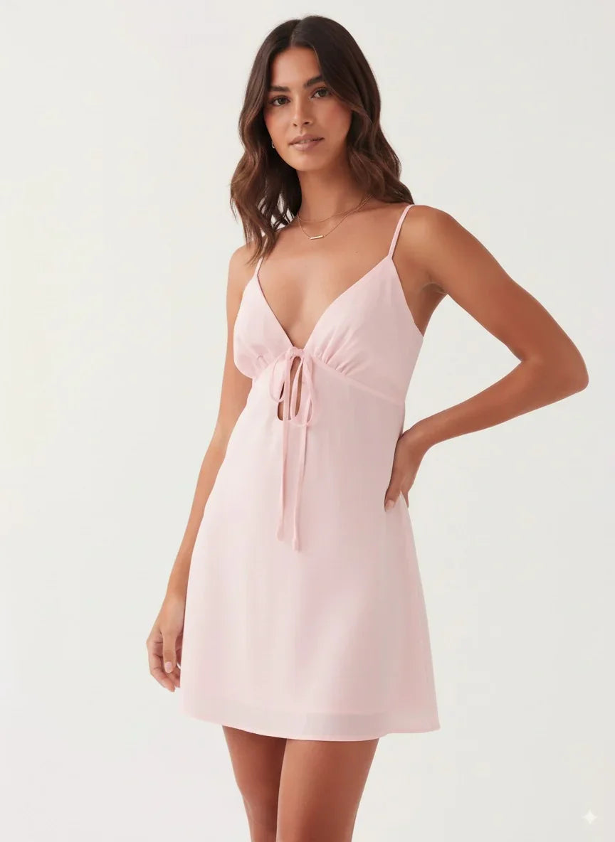 Tie-Front Mini Cami Dress