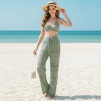 Backless Knit Crop & Wide-Leg Pants Set