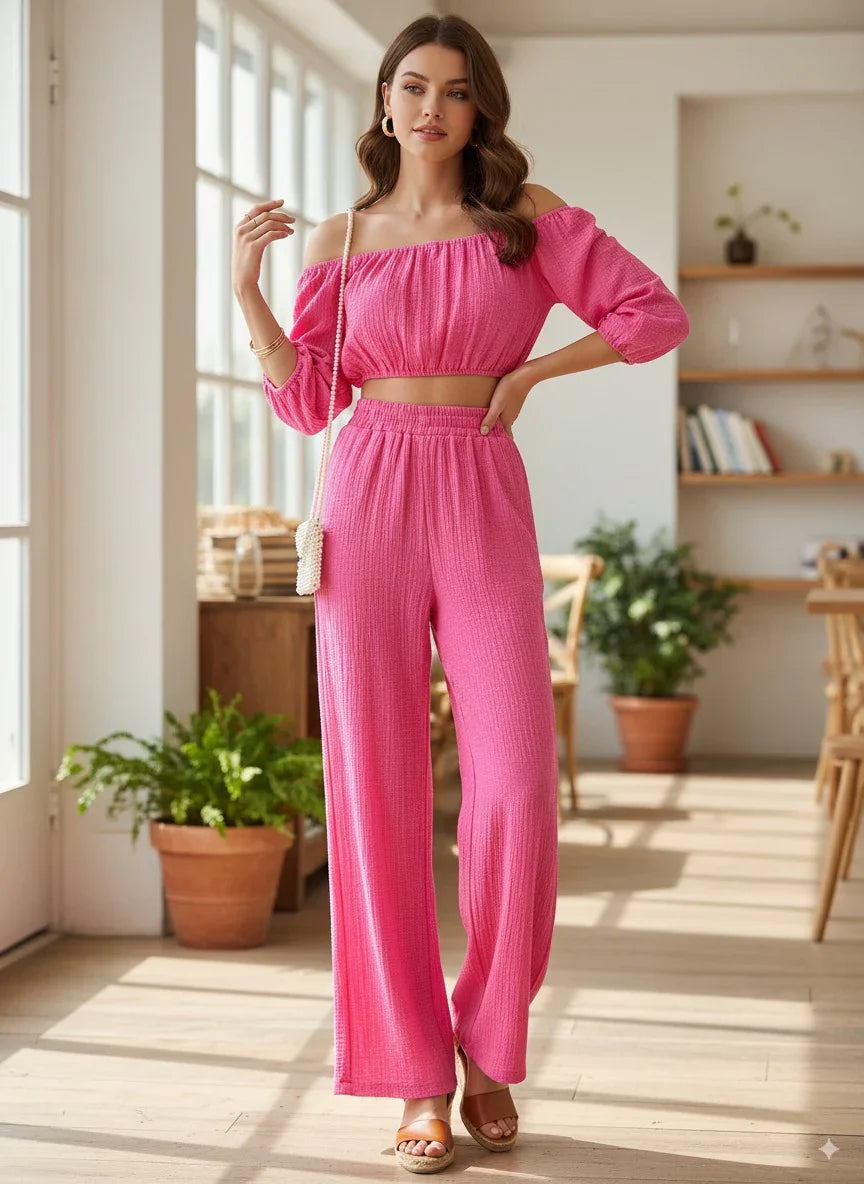 Loose Fit Top & Wide-Leg Pants