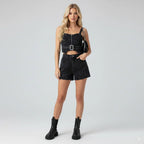 High Street Zipper Denim Set