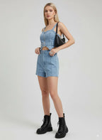 High Street Zipper Denim Set
