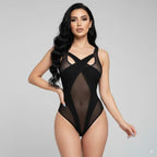 Mesh Hollow Out Long Sleeve Bodysuit