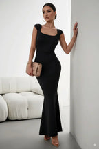 Devine Cap Sleeve Scoop Neck Maxi Dress