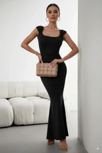 Devine Cap Sleeve Scoop Neck Maxi Dress