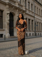 Mesh Patchwork Leopard Print