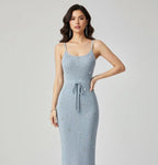 Sexy Knitting Split Long Dress Sleeveless