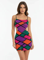Strapless Patchwork Print Mini Dress