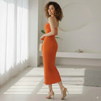 Vestido tubo de punto muy elástico – Cuello halter de verano