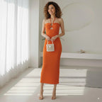 Vestido tubo de punto muy elástico – Cuello halter de verano