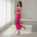 Vestido tubo de punto muy elástico – Cuello halter de verano