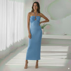 Vestido tubo de punto muy elástico – Cuello halter de verano