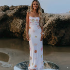 Vestido largo con estampado de estrellas de mar