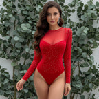 Sexy Dot Bodysuit with Diamond Details