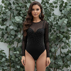 Sexy Dot Bodysuit with Diamond Details