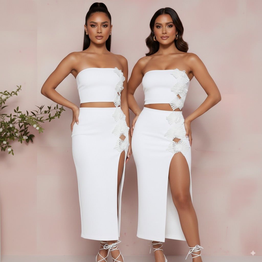 Strapless Asymmetrical Skirt Set