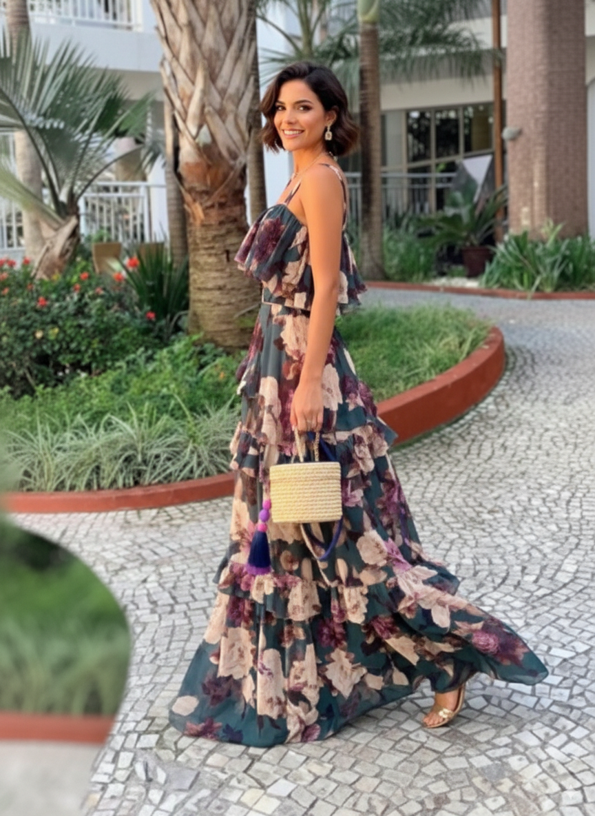A-Line Ruched Vacation Dress Set