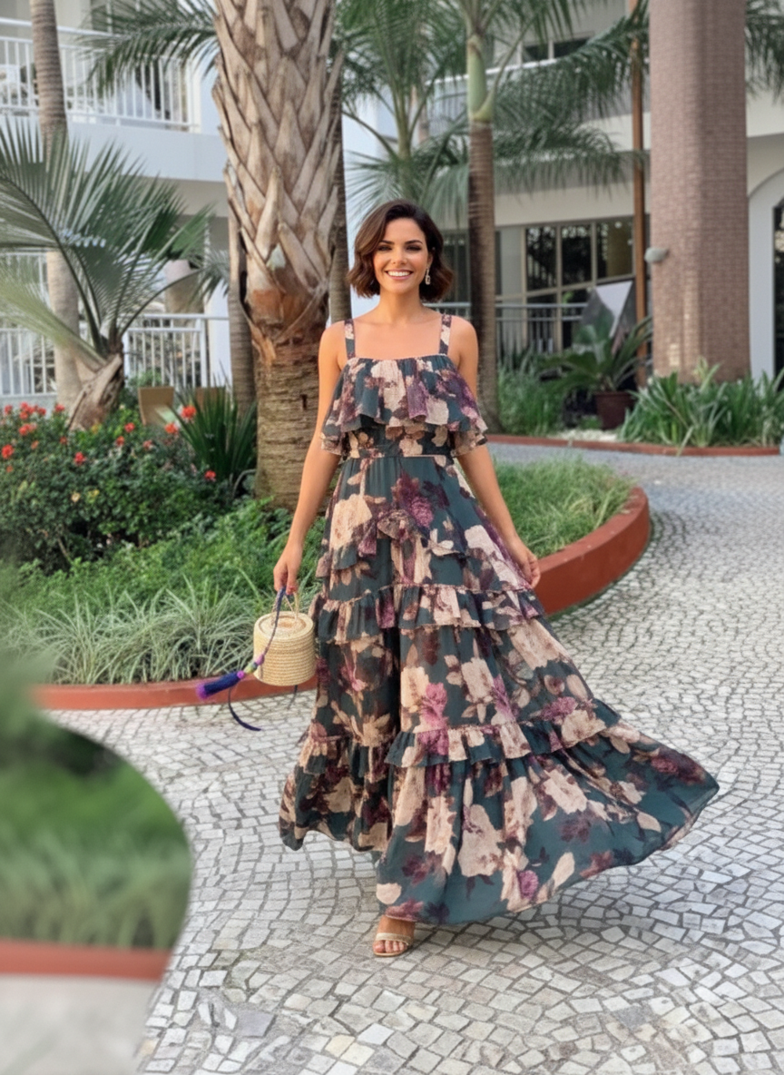 A-Line Ruched Vacation Dress Set