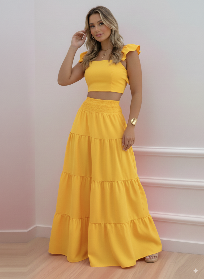 A-Line Ruched Vacation Dress Set