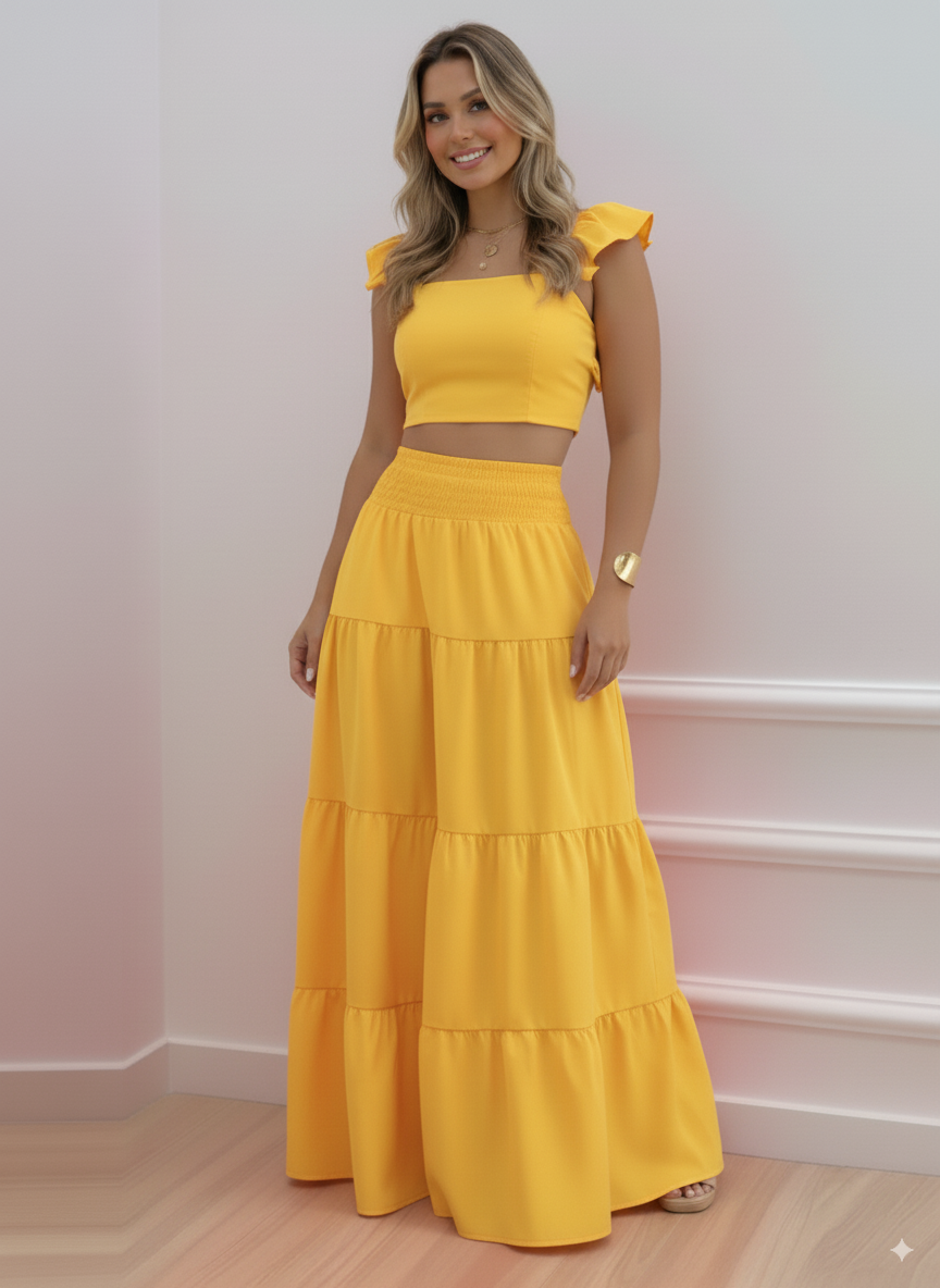 A-Line Ruched Vacation Dress Set