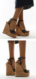 Gladiator Buckle Strap Wedge Sandals - Piña Colada