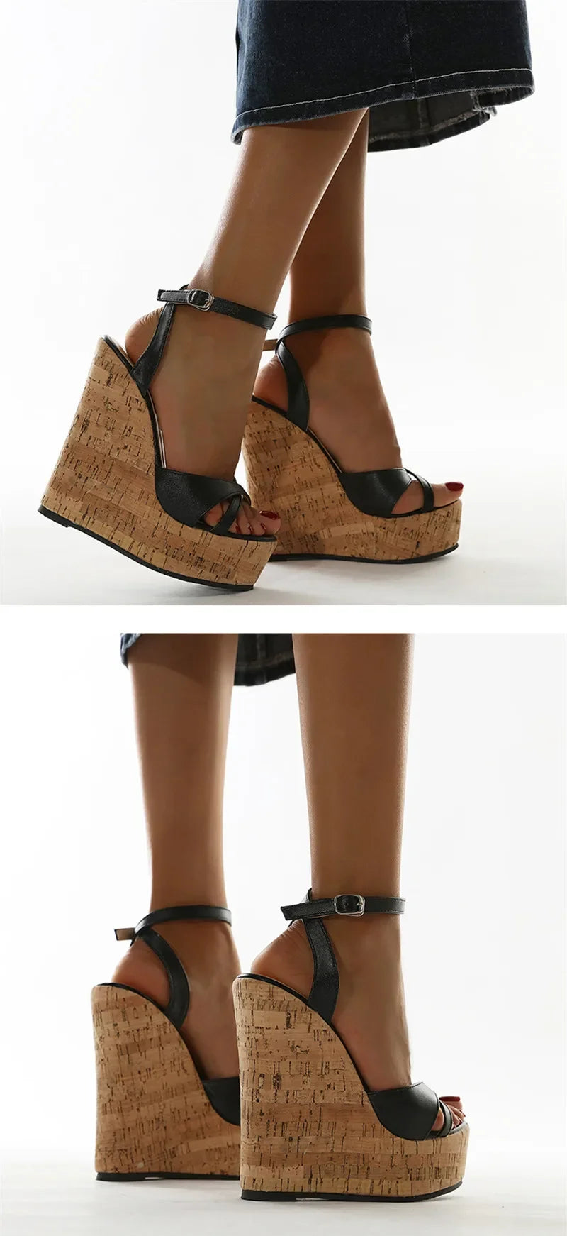 Gladiator Buckle Strap Wedge Sandals - Piña Colada