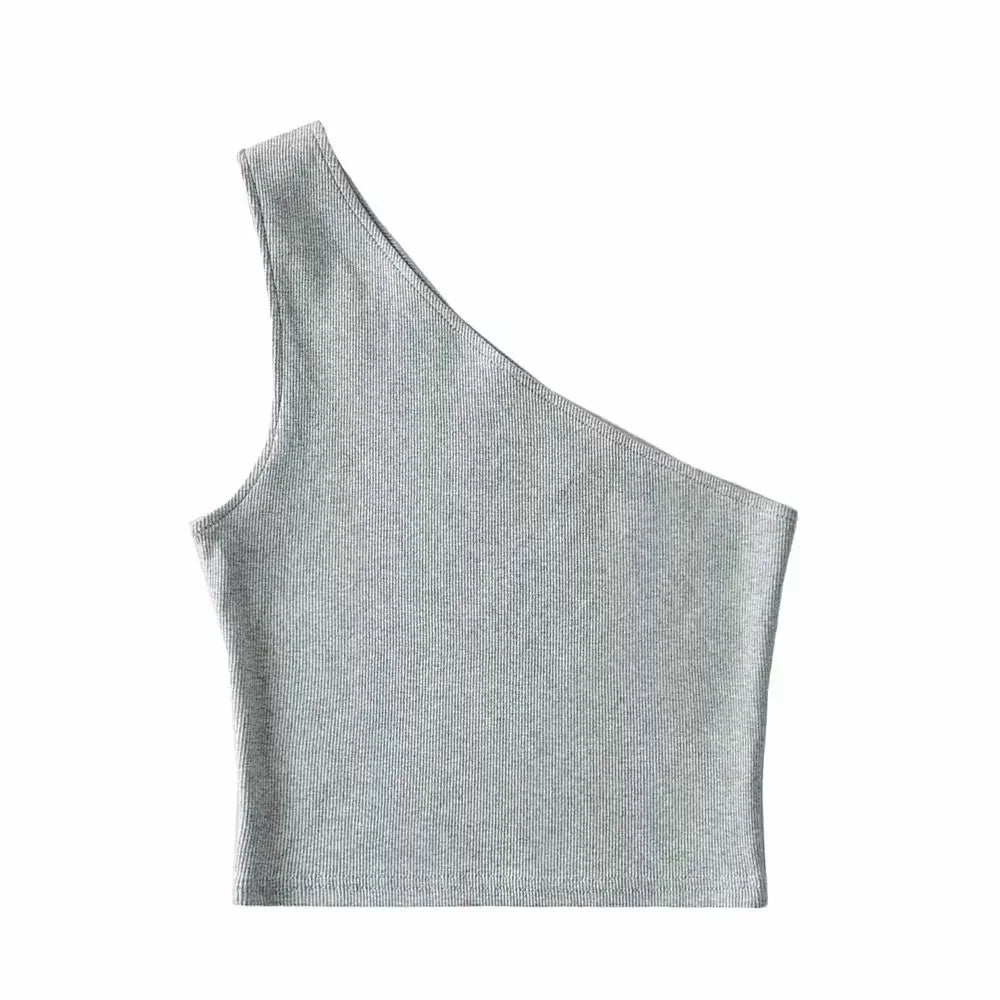 One Shoulder Cropped Tank - Piña Colada