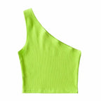 One Shoulder Cropped Tank - Piña Colada