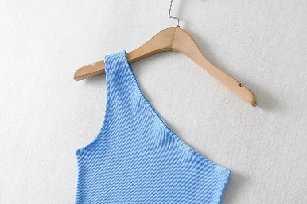 One Shoulder Cropped Tank - Piña Colada