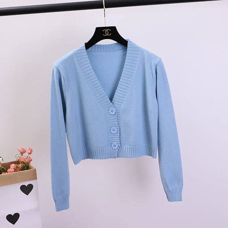 Cardigan Sweaters V Neck - Piña Colada