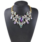 Crystal Rhinestone Tassel Large Collar - Piña Colada
