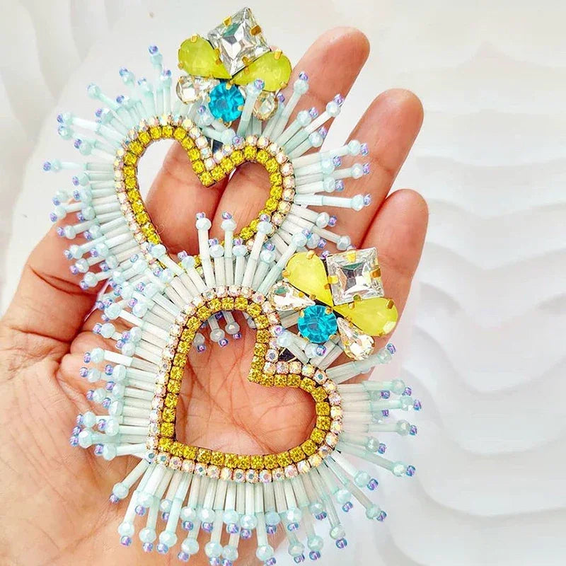 Boho Heart Dangle Drop Earring - Piña Colada